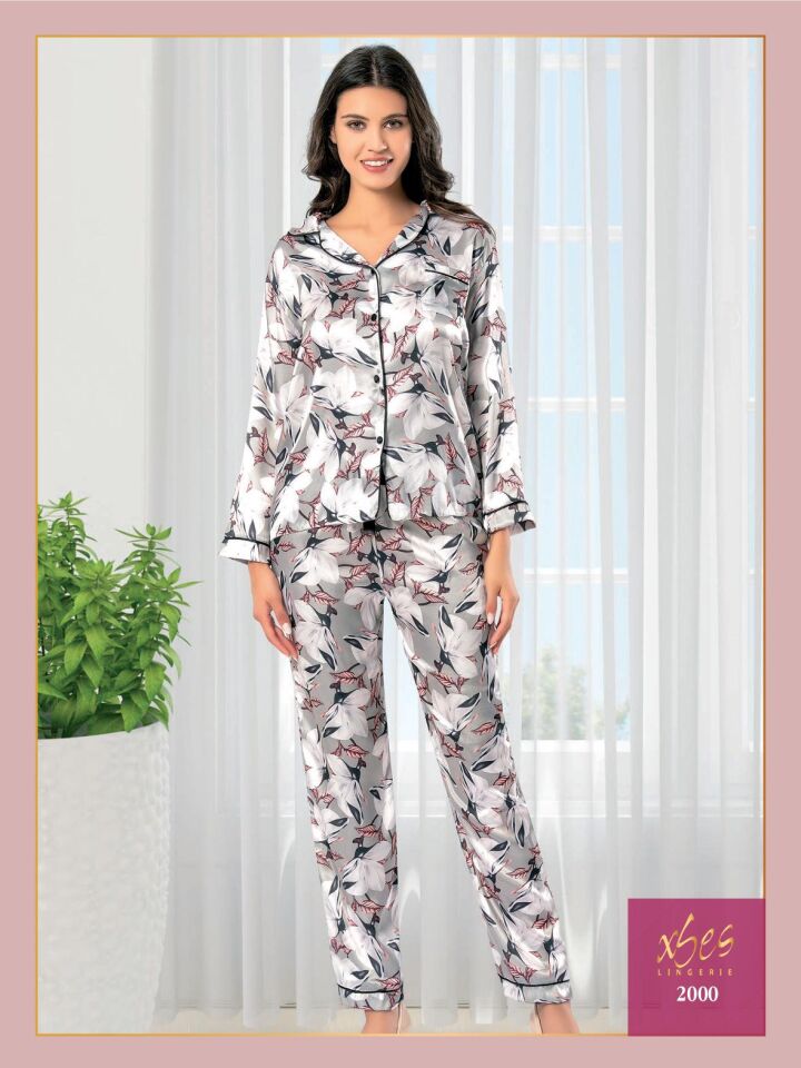 Saten Empirme Pijama Takımı (SADECE TOPTAN)